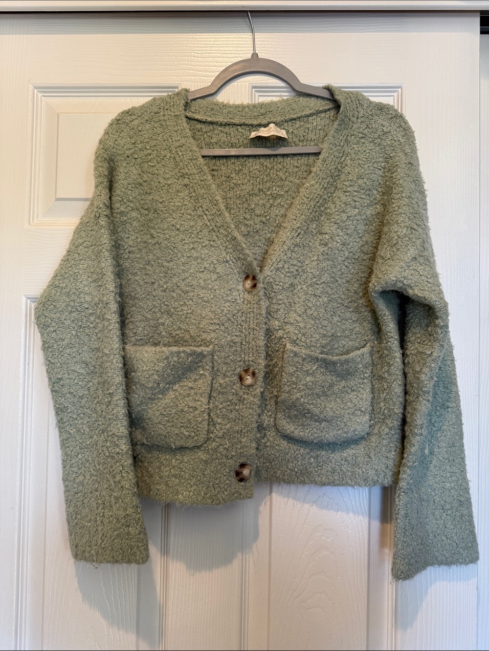 Abercrombie & Fitch Sage Green Textured V-Neck Button Cardigan